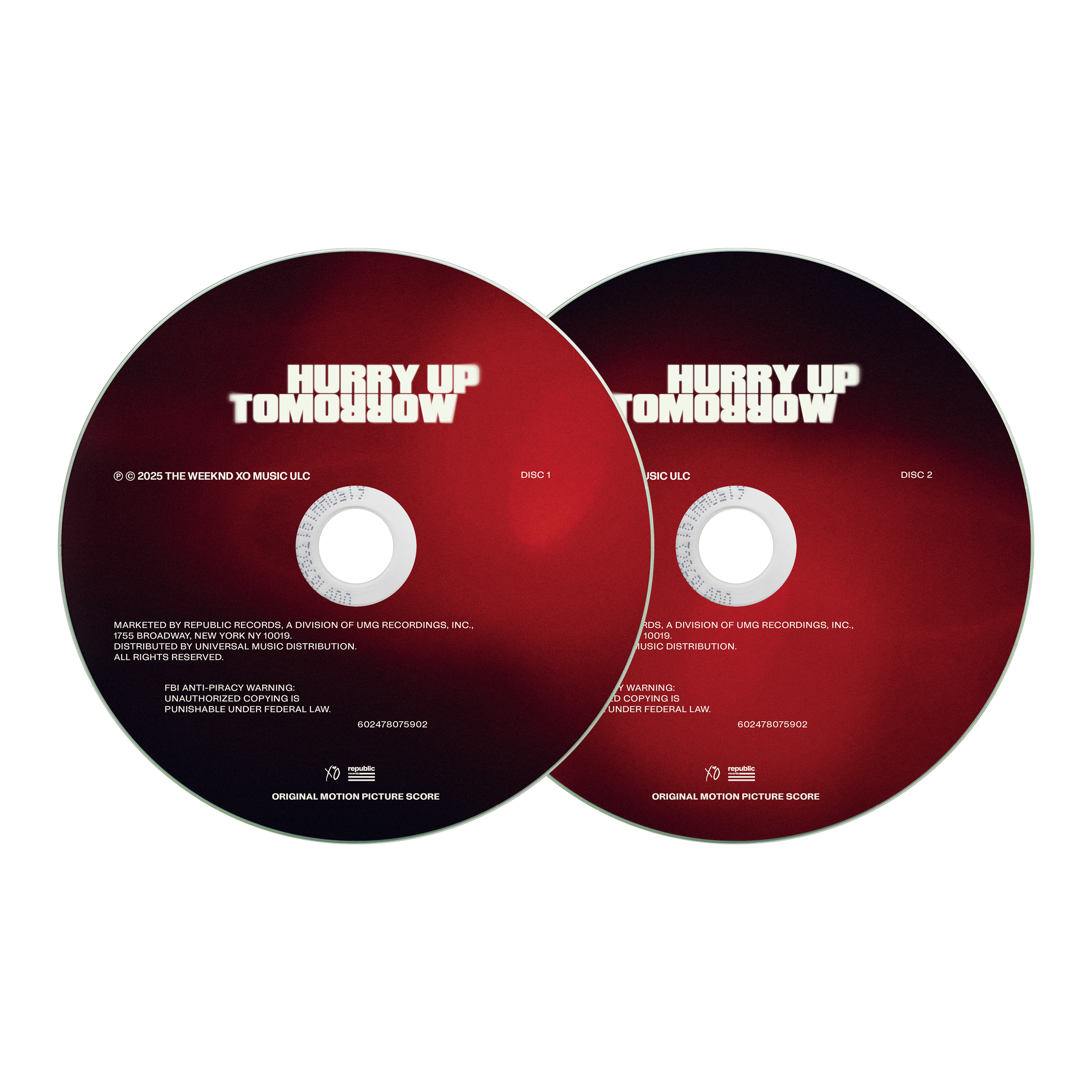 HURRY UP TOMORROW: Original Motion Picture Score CD Discs