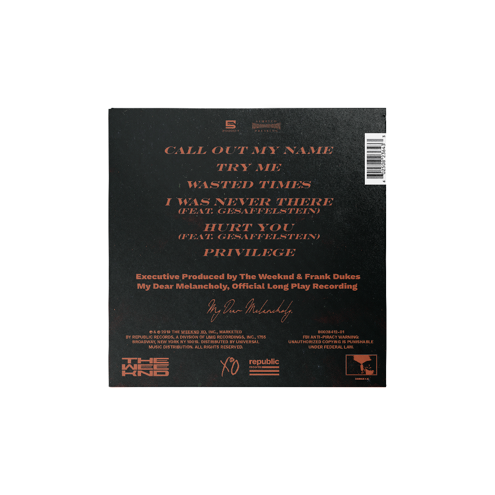 MY DEAR MELANCHOLY, 1LP Back